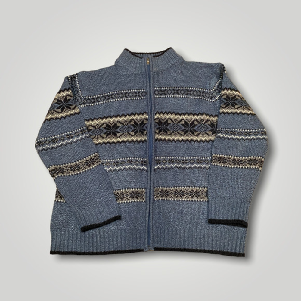 Vintage Carolyn Taylor Essentials Light Blue Cardigan Zip Sweater Medium‎ M